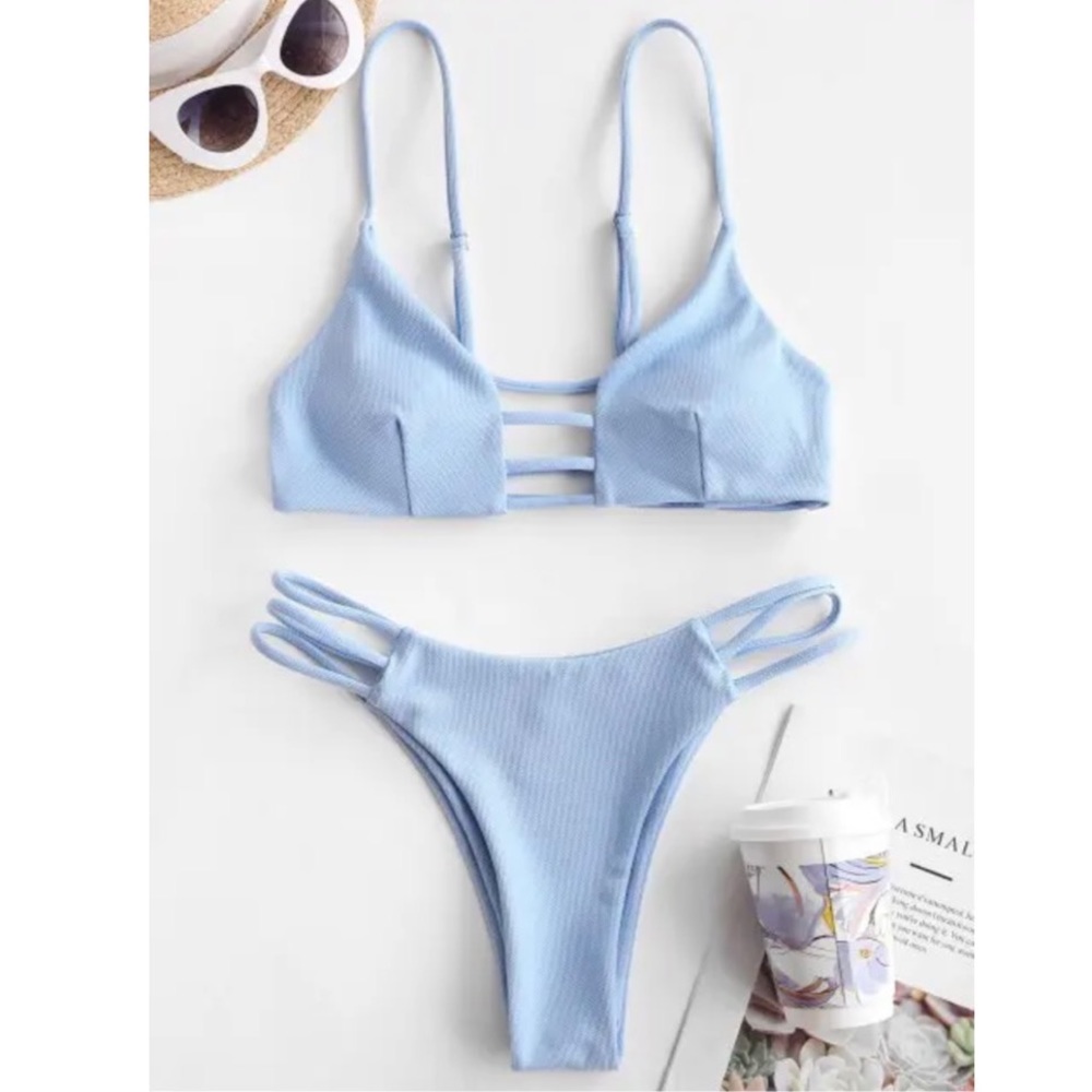 Zaful light blue top & bottom L